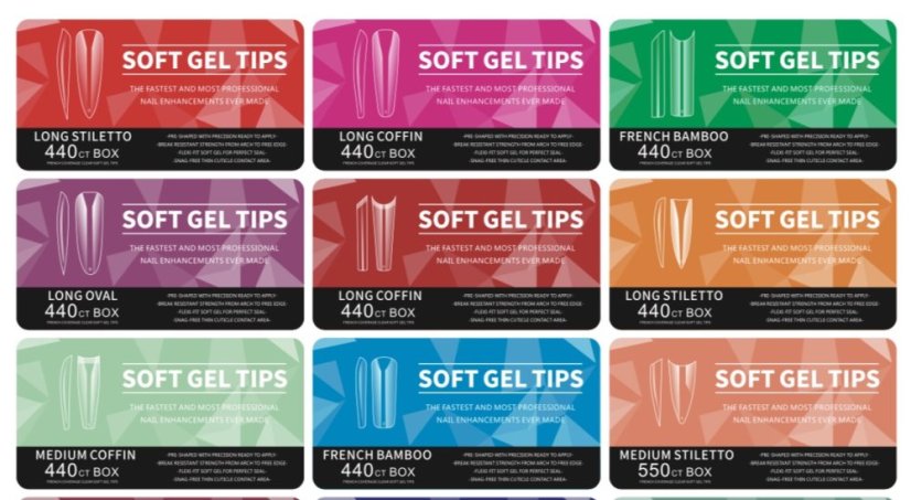 Puntas de gel largas de estilete, 440 uds.