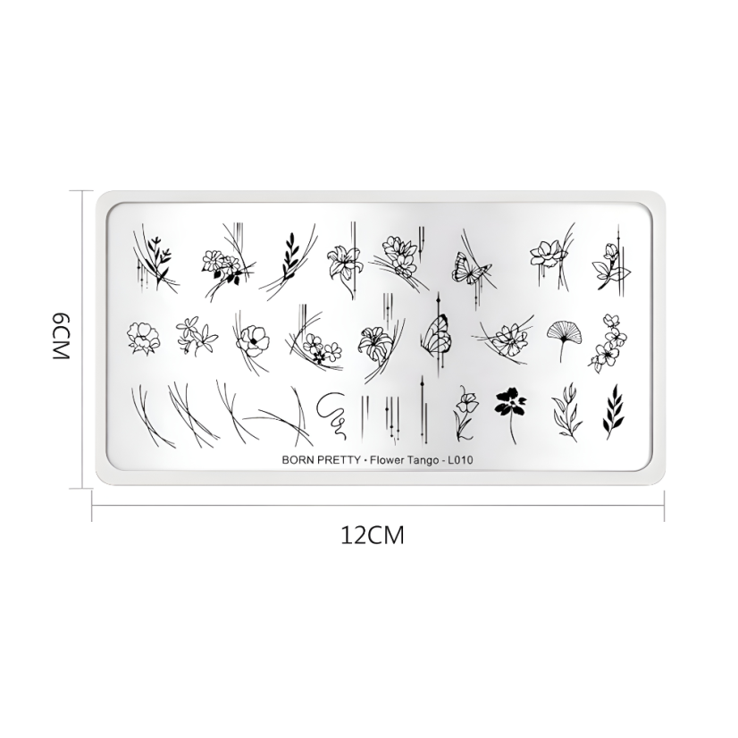 BORN PRETTY Flower Tango L010 - šablony na nehty