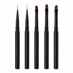 COSMONAIL Set of black nail brushes for gel and design, 5 pcs