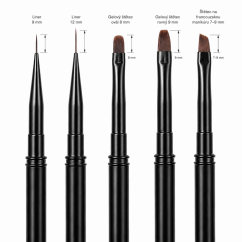 COSMONAIL Set of black nail brushes for gel and design, 5 pcs