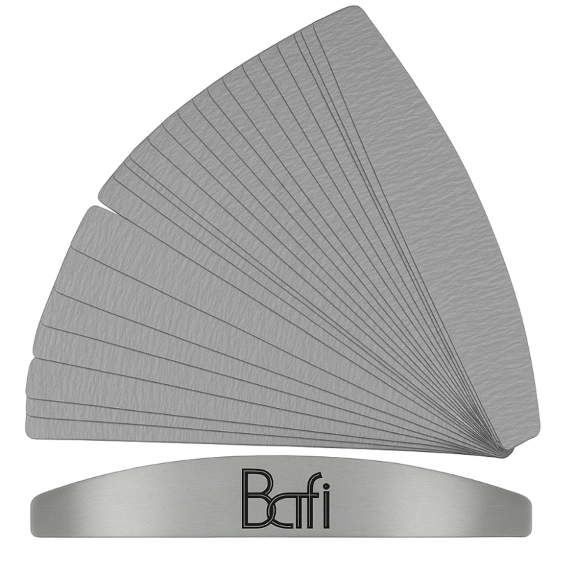 BAFI Base metálica media luna + Lija de recambio media luna, 240 gr, 25 pzs