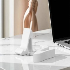 Soporte decorativo para teléfono en forma de tacón, blanca