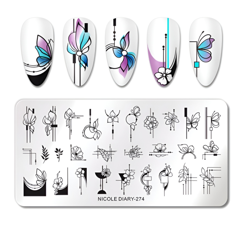 BORN PRETTY Flower Tango L010 Plantillas para uñas