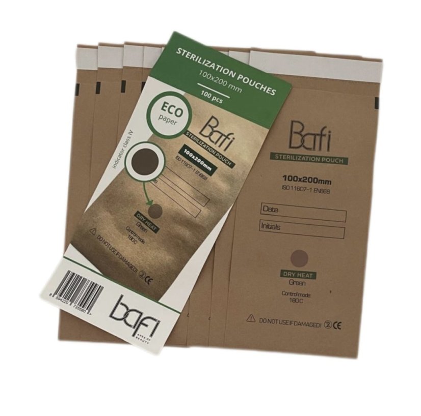 BAFI Bolsas de esterilización 100x200 mm, 100 unidades