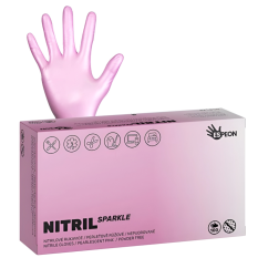 ESPEON Nitril Sparkle - rukavice nitrilové nepudrované M, perleťově růžové, 100 ks