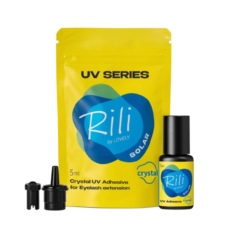 RILI Solar Crystal - Adhesivo transparente UV para pestañas, 5 ml